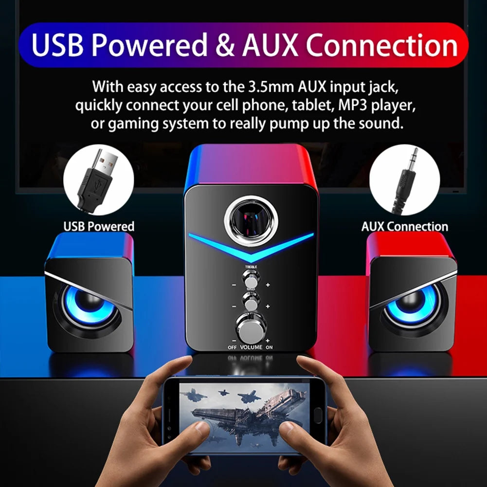 Computer Speaker Set with Subwoofer, USB-Powered 2.1 Multimedia Speakers, Black E98883