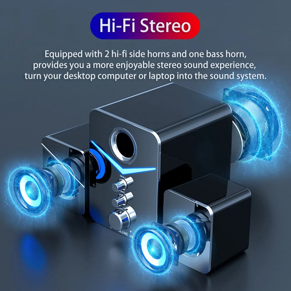 Computer Speaker Set with Subwoofer, USB-Powered 2.1 Multimedia Speakers, Black E98883