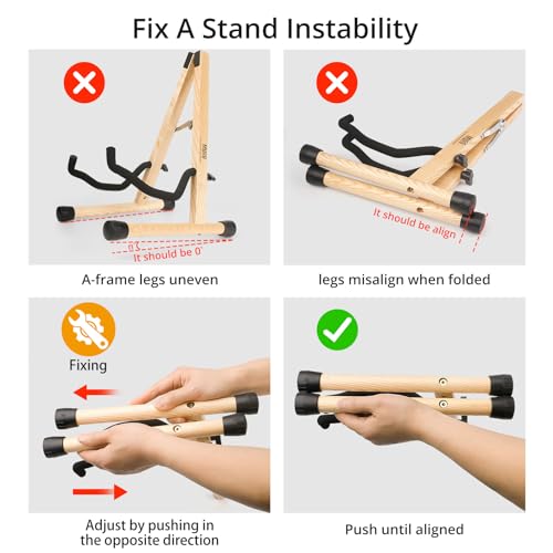 Wood Guitar Stand Foldable for Acoustic Electric Bass V5101