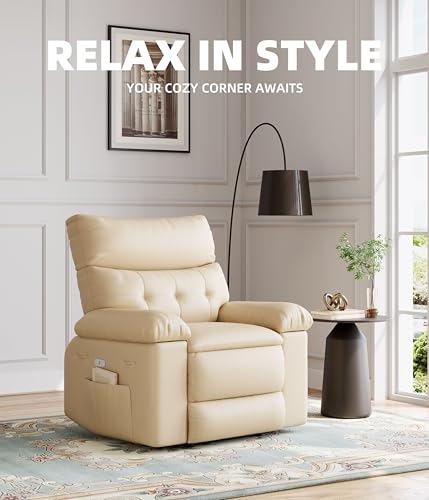 Electric Swivel Massage Chair, Power Rocking Recliner with Vibration and Heating, PU Leather Single Sofa with USB Port T171945