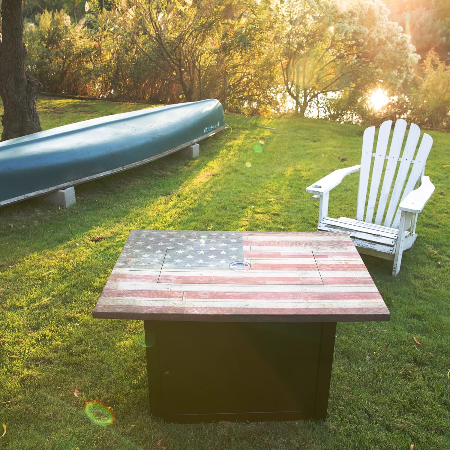 40 x 28 Inch Rectangular 40,000 BTU Outdoor LP Gas Fire Pit with Cover A993