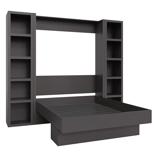 Queen Murphy Wall Bed with Two Bookshelves Z468