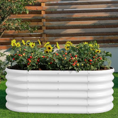Galvanized Raised Garden Bed Kit 4x2x1.5ft Oval Metal Planter Box for Vegetables Outdoor V57489