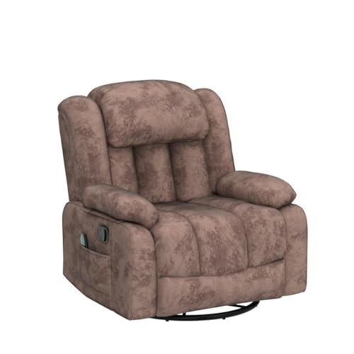 Massage Swivel Rocker Recliner Chair with Heat and Vibration, Grey M1757