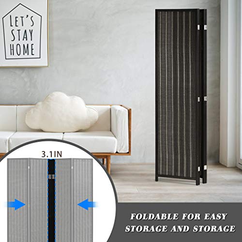 Bamboo Room Divider 6 Panel Folding Privacy Screen for Home H37149