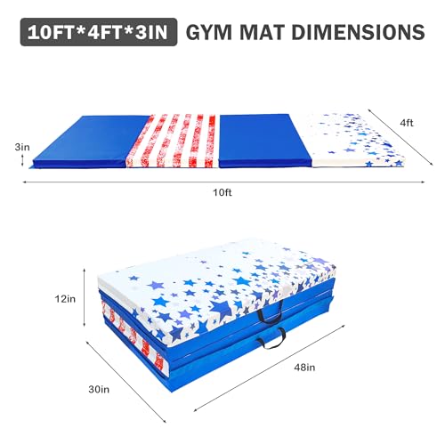 Folding Exercise Gymnastics Mat 4x10x3 Inch with Carrying Handles C40381