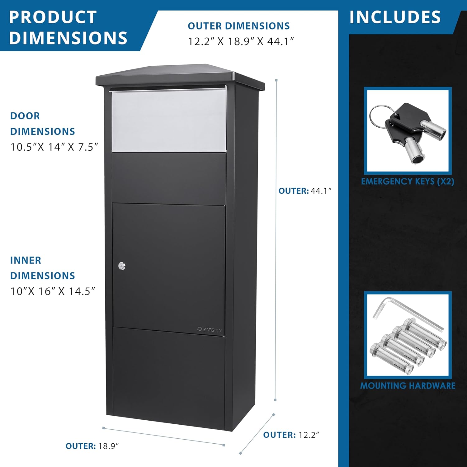 Large Steel Parcel Drop Box with Lock W806