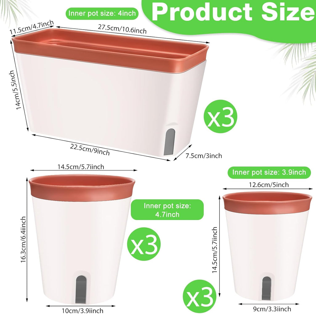 Self Watering Window Planter Box Set for Indoor Plants O11646