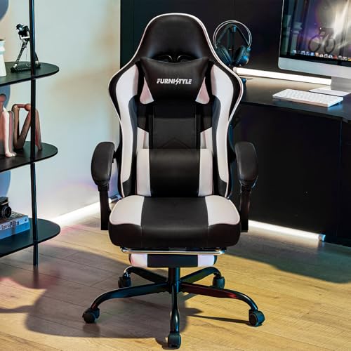 Ergonomic Leather Gaming Chair with Footrest and Lumbar Support B869