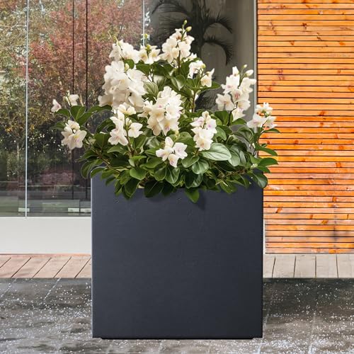 10 Inch Square Concrete Planter with Drainage Hole for Indoor Outdoor Patio Garden P69102