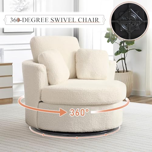 Round Swivel Barrel Chair with Ottoman for Living Room Bedroom G375183