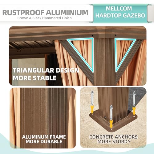 12x16 ft Hardtop Gazebo with Double Roof, Curtains and Netting T94173