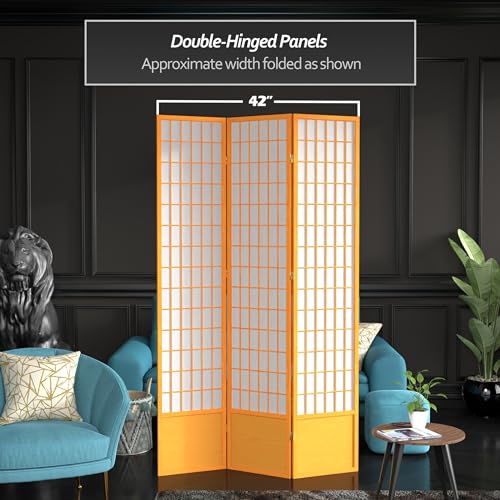 7 ft. Tall Window Pane Shoji Screen Room Divider, 3 Panels, White S15216