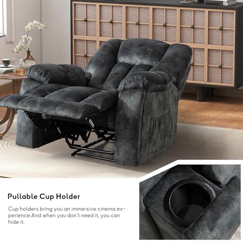 Manual Recliner Chair with Massage and Heat for Adults, Brown O26736