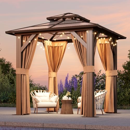 12x16 Hardtop Gazebo with Netting and Curtains for Patio K27275
