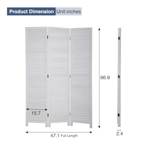 6 Panel Wood Room Divider Privacy Screen Freestanding White U13428
