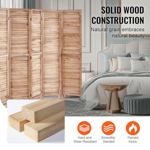 4 Panel Folding Wood Room Divider, 66.9 Inch Tall Privacy Screen I263