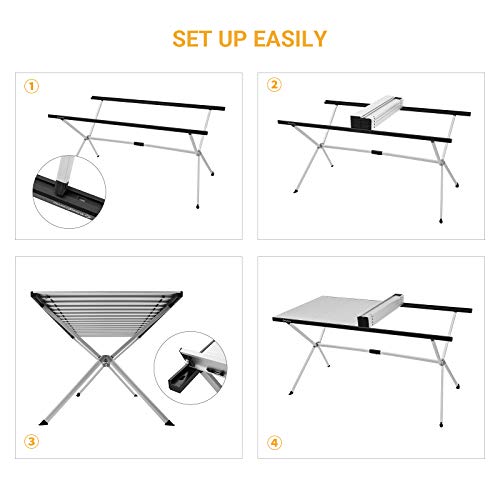 Folding Camping Table Aluminum Roll Up Portable Picnic Table Q486920