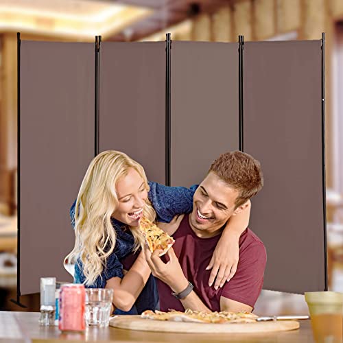 4 Panel Folding Room Divider Privacy Screen with Steel Frame F2996