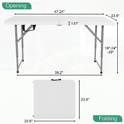 Folding Table 4 FT Heavy Duty Plastic with Carrying Handle W949447
