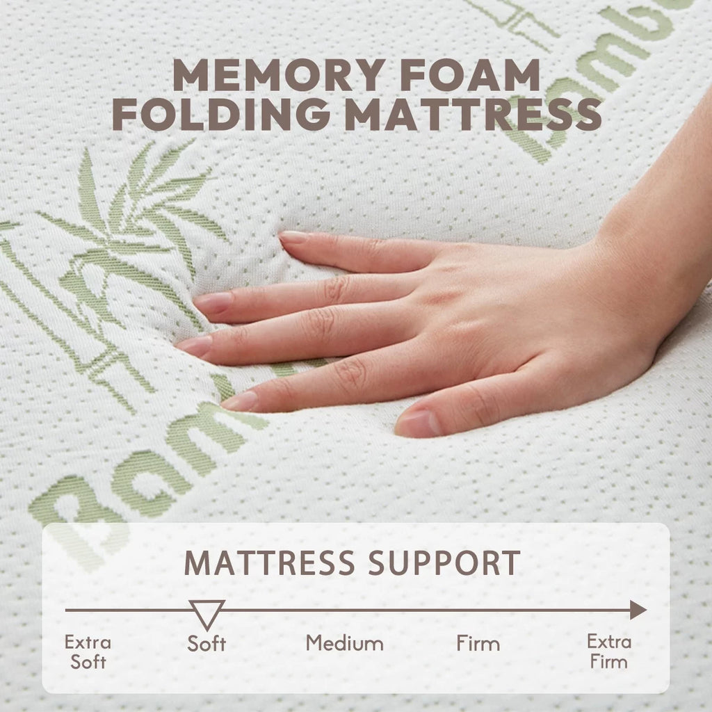 Folding Mattress with Memory Foam Topper and Storage Bag V54273