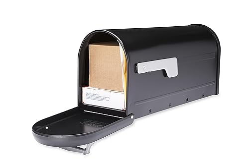 Galvanized Steel Post Mount Mailbox, Black, Medium Capacity N74550