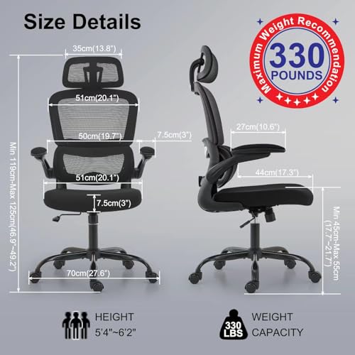 Ergonomic Mesh Office Chair with Wheels, High Back, 330 LBS Capacity A84765