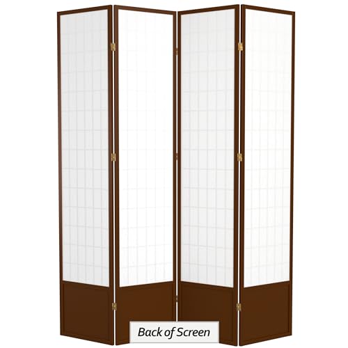 7 ft. Tall Window Pane Shoji Screen Room Divider, 3 Panels, White S15216