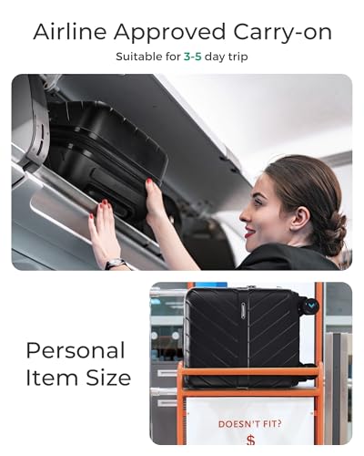 Carry On Luggage 22x14x9 with TSA Lock, Hardside Spinner Suitcase 20 Inch J7440