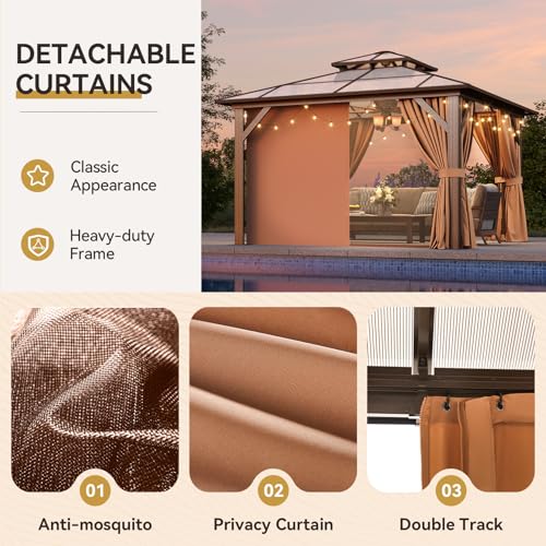 12x16 Hardtop Gazebo with Netting and Curtains for Patio K27275