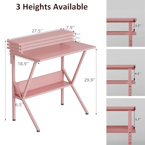 Small Desk with Adjustable Monitor Stand for Small Spaces, Grey G4959
