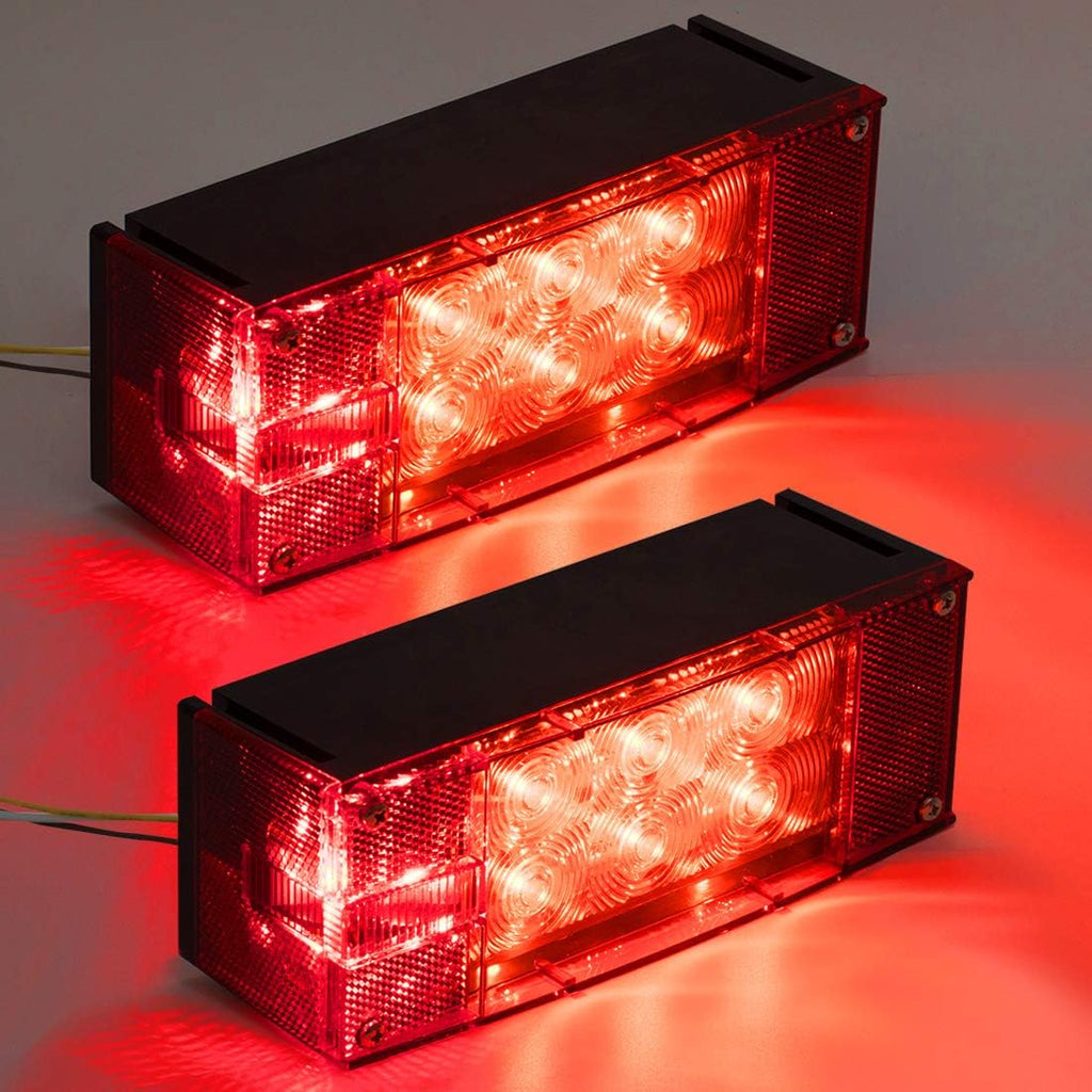 2PCS 12V LED Submersible Rectangular Trailer Lights, Tail Stop Turn Running Lights Kit S185120