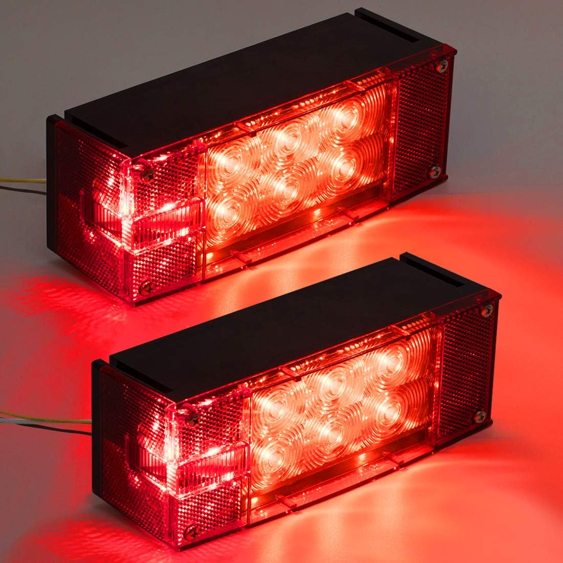 2PCS 12V LED Submersible Rectangular Trailer Lights, Tail Stop Turn Running Lights Kit S185120