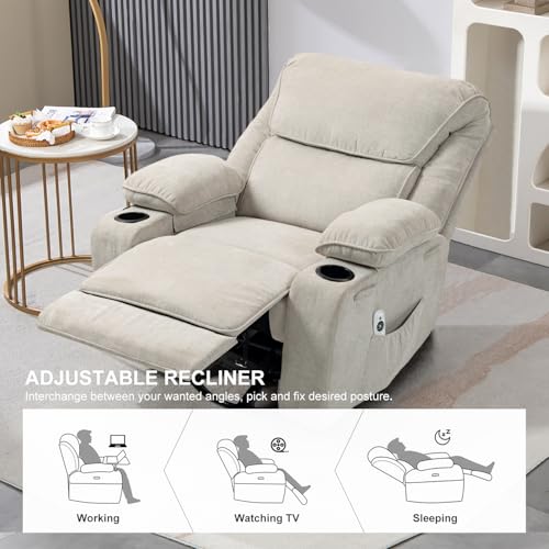 Massage Recliner Chair with Heat, Swivel Rocking, Cup Holders L468