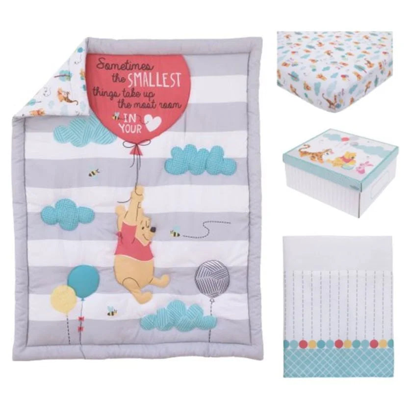 4-Piece Crib Bedding Set, Gray Red Blue N48905