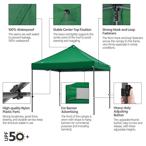 Heavy Duty Pop Up Canopy Tent 10x20 with Wheeled Carry Bag, White Q36763