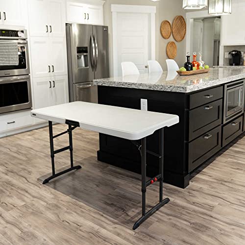 4-Foot Commercial Adjustable Folding Table, Almond T677