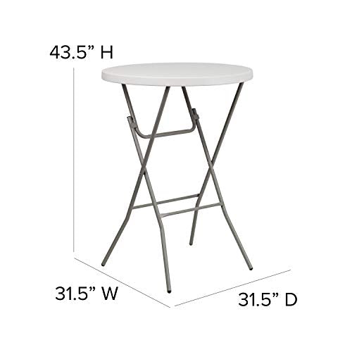 Round Folding Bar Height Table for Parties and Events, Indoor/Outdoor, White Y30232