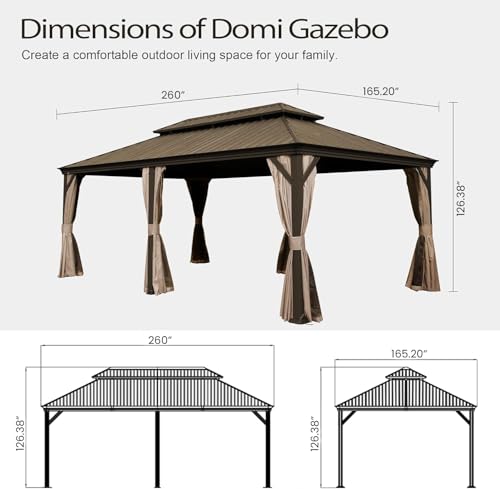10 x 10 ft Hardtop Gazebo with Netting and Curtains, Galvanized Steel Roof for Patio K80436