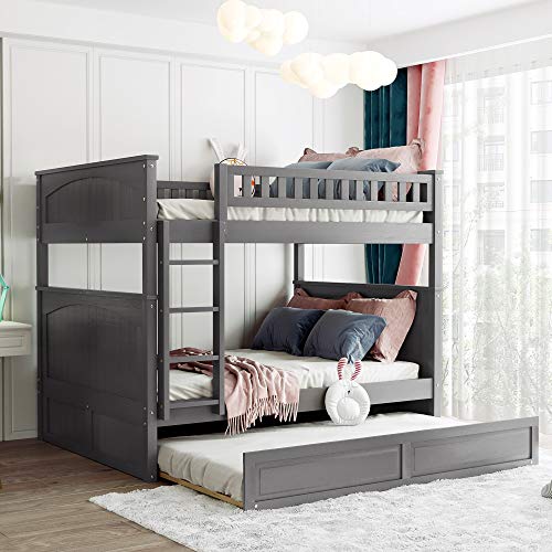Twin Over Full Bunk Bed with Slide and Stairs for Kids I642