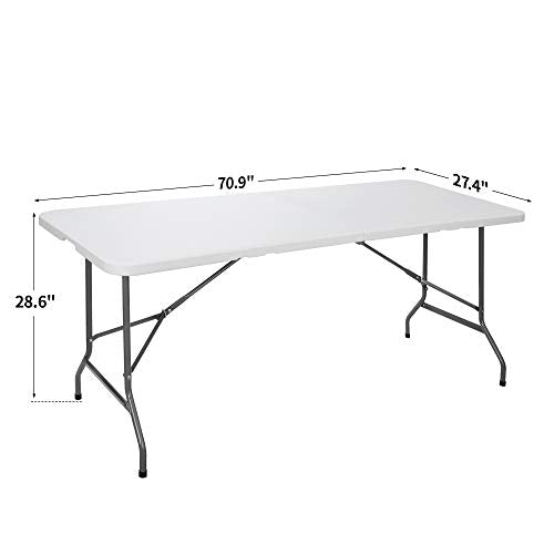 Portable 4 Foot Plastic Folding Table, Indoor Outdoor Heavy Duty, White Y15191