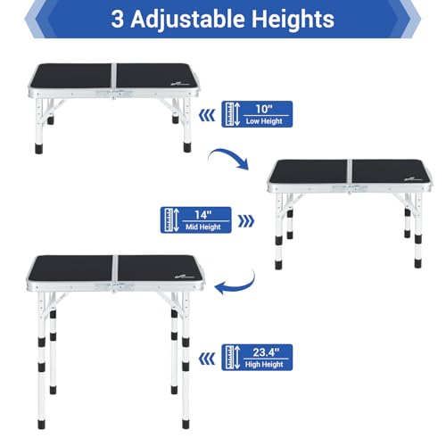 Adjustable Height Small Folding Camping Table with Mesh Layer B206