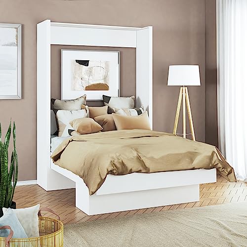 Full Murphy Wall Bed in White with Shelf Q5664