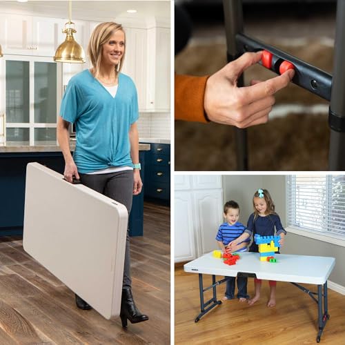 4-Foot Commercial Adjustable Folding Table, Almond T677