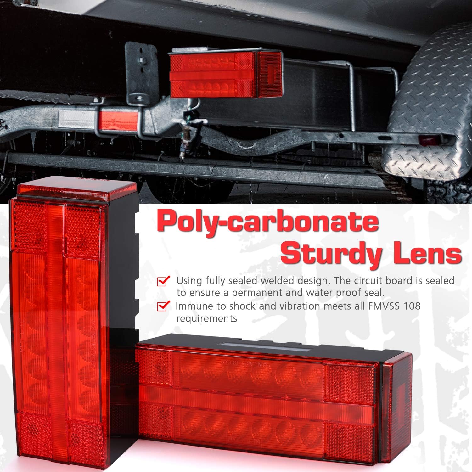 Submersible LED Trailer Light Kit, Waterproof Tail Lights with Turn and License Lights Q667