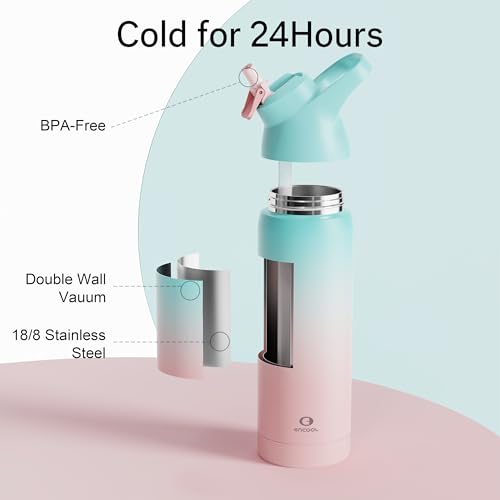 Insulated Water Bottle with Straw, 24 oz, Leakproof, BPA-Free B201134