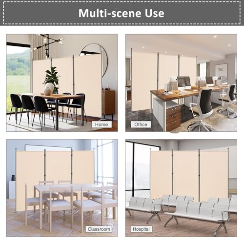 3 Panel Room Divider Folding Partition Privacy Screens, Freestanding Fabric Panel, 102" W x 71" H S7520