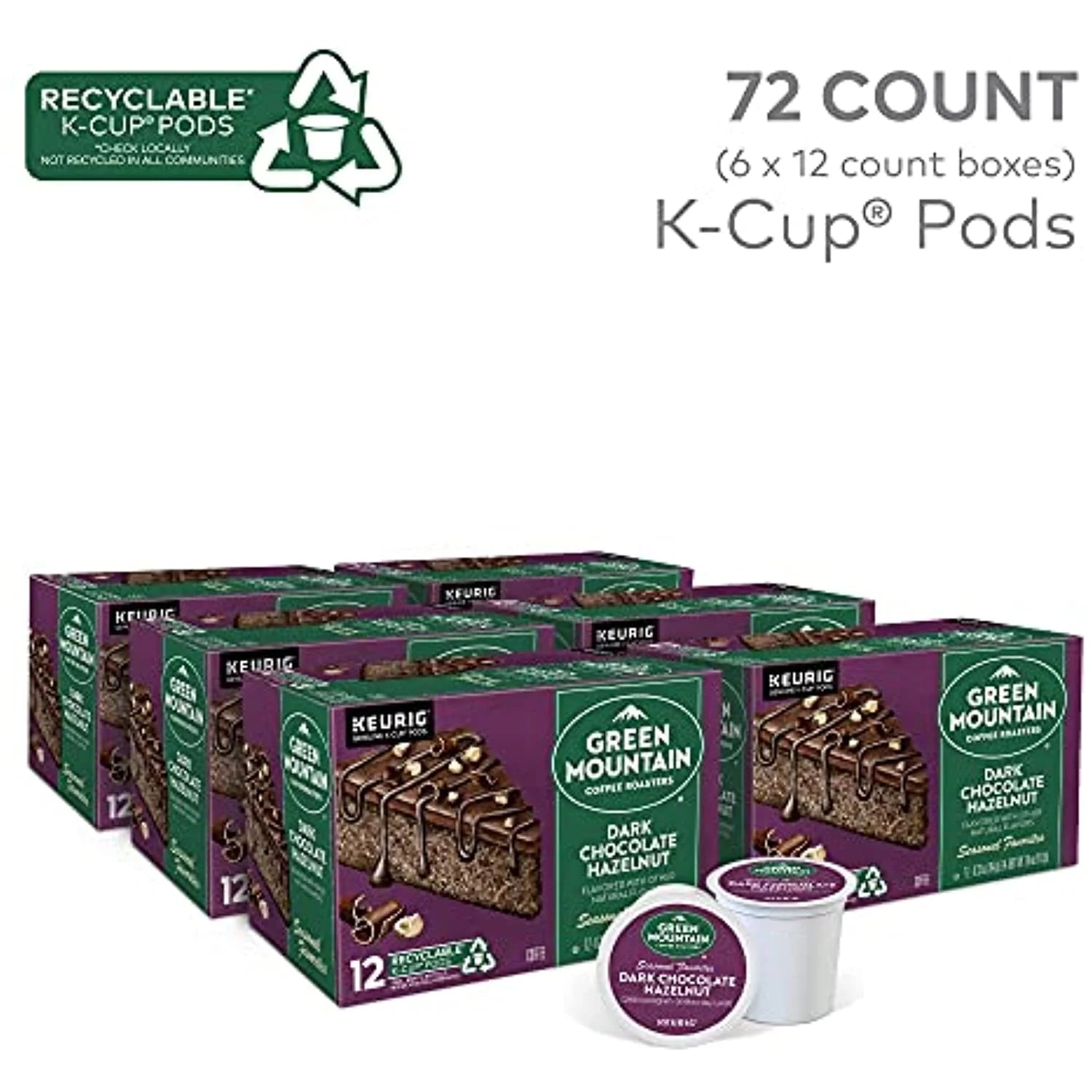 Dark Chocolate Hazelnut Coffee, Single Serve K-Cup Pods, 72 Count W52784