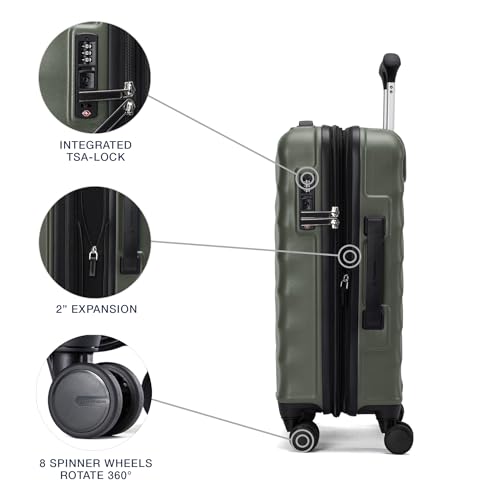 Hardside Expandable Carry-On Luggage with 8 Spinner Wheels and TSA Lock Q7052