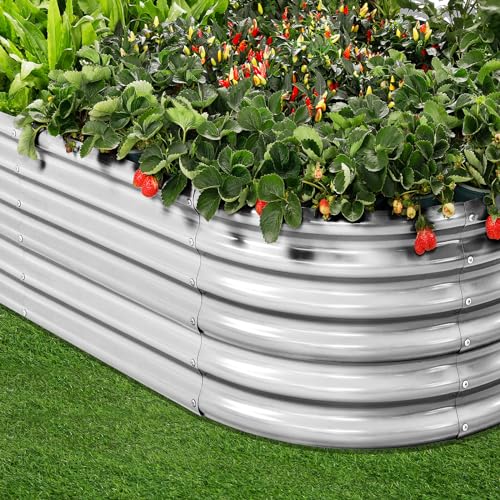 Galvanized Raised Garden Bed Kit 4x2x1.5ft Oval Metal Planter Box for Vegetables Outdoor V57489